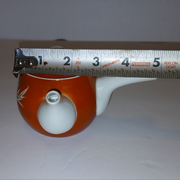 Vintage Arita-yaki Kyusu Japanese Teapot Porcelain MCM 50s RARE Orange Signed - Picture 9 of 11